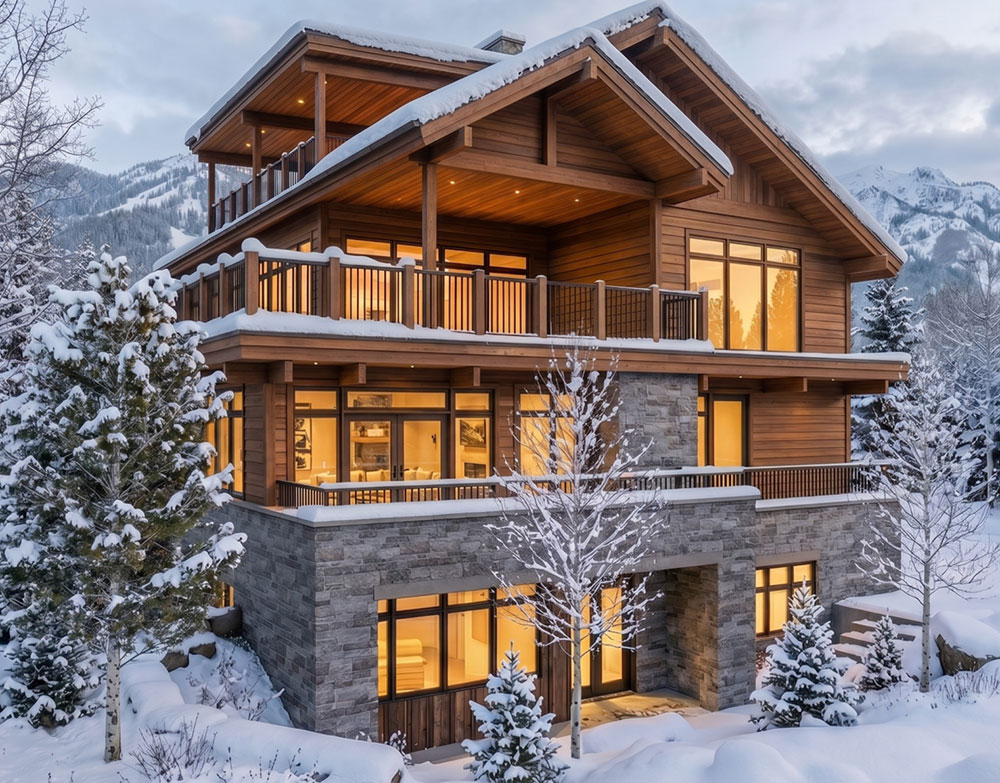 Snow covered home