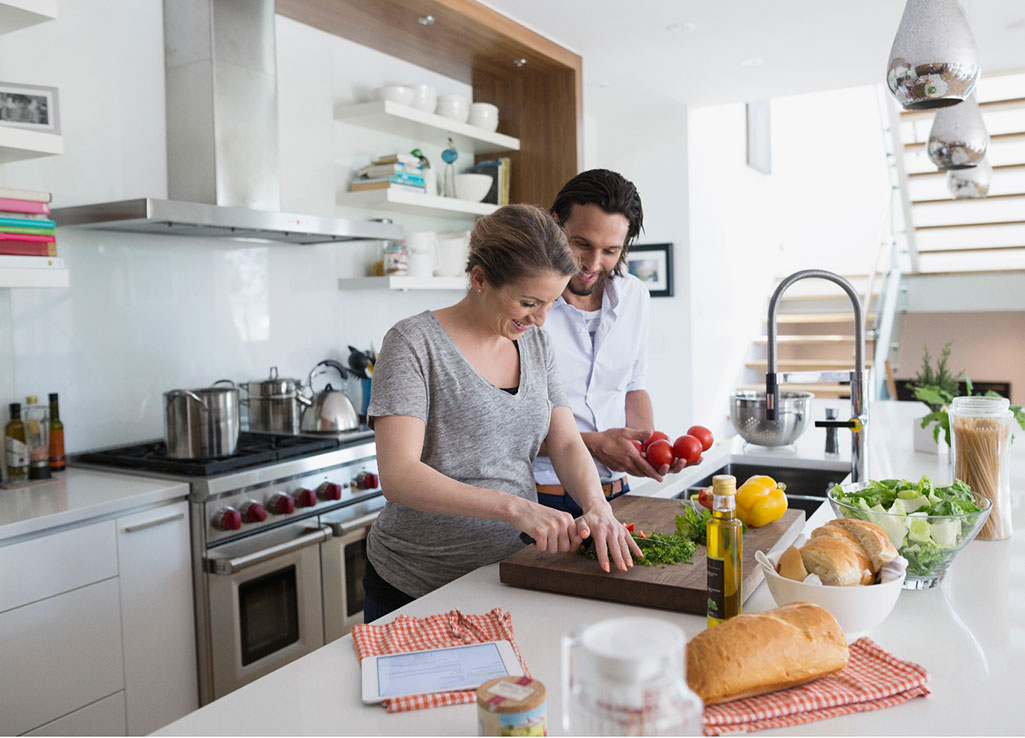 Family in kitchen