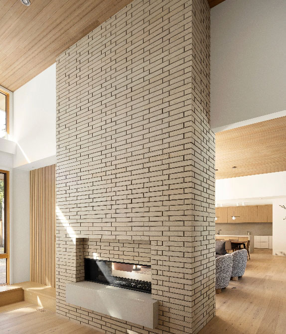Freplace white brick wall