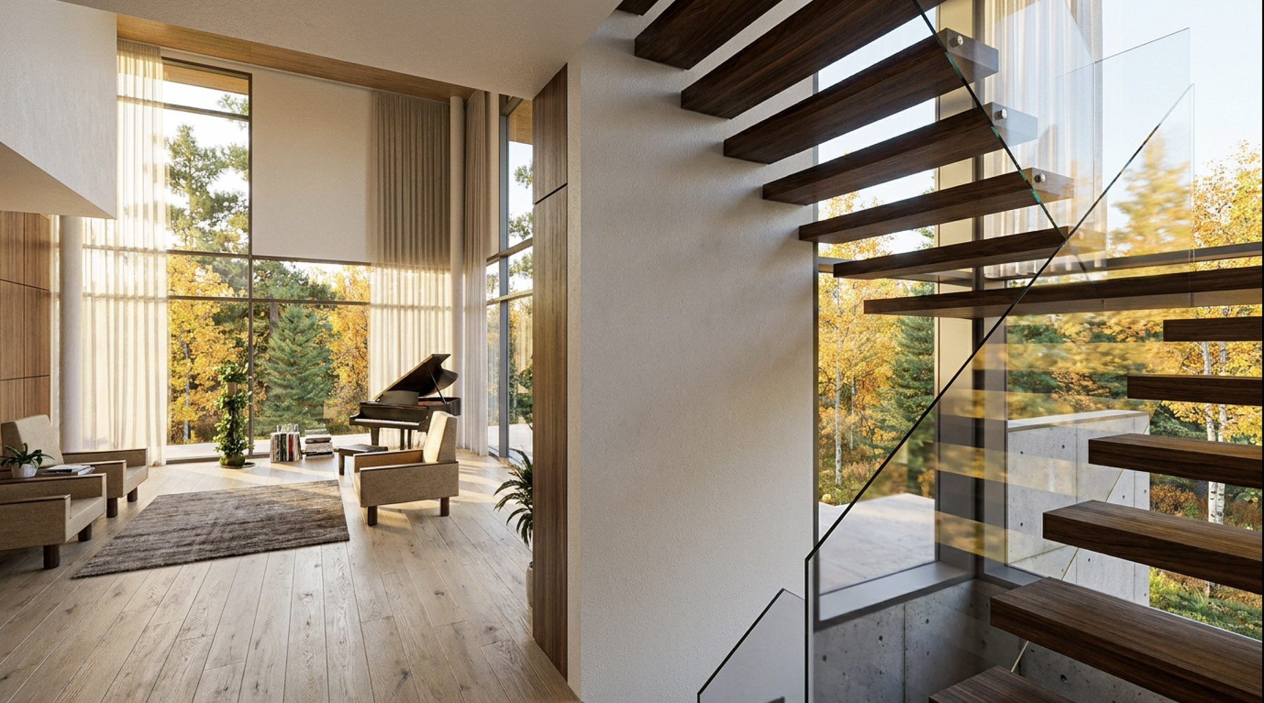 Crestwood stair and music room